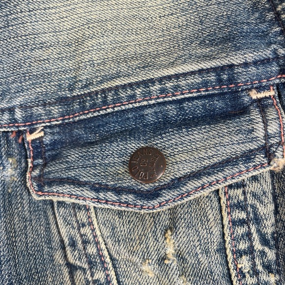 Y2K Polo Jeans Ralph Lauren Denim Jacket Womens XL Sherpa Lined Distressed 2000s - Picture 9 of 16